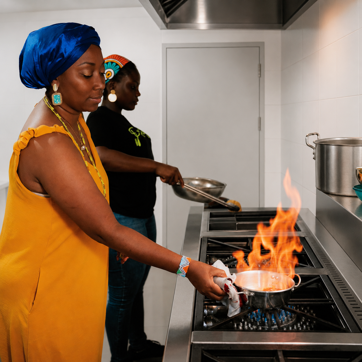 Nidia Góngora en la cocina